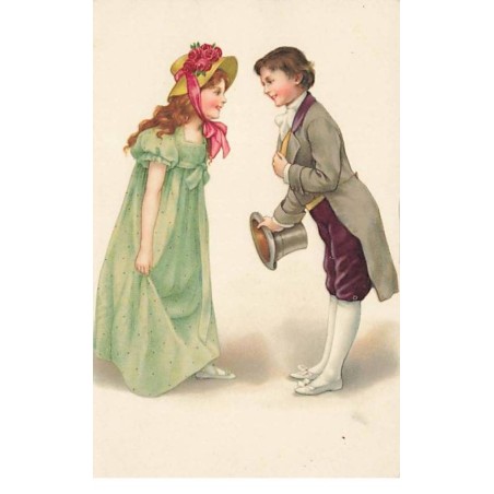 n°25297 - Fantaisie - Jeune homme saluant une jeune fille