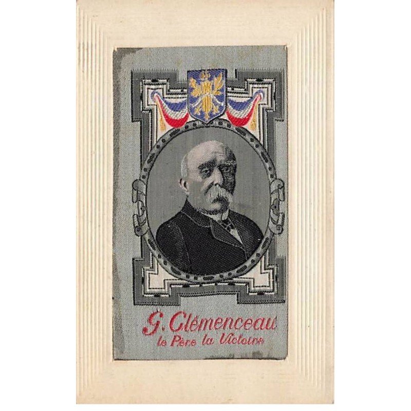 n°25551 - Carte Brodée Tissée Soie - G. Clemenceau - Le Père la Victoire