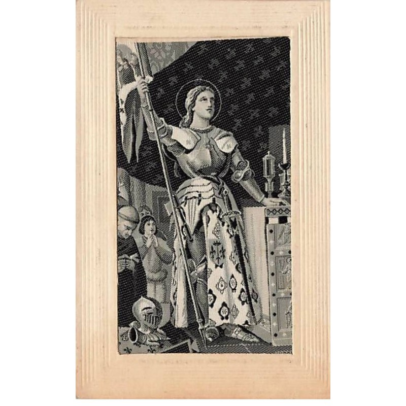 n°25552 - Carte Brodée Tissée Soie - Jeanne d'Arc