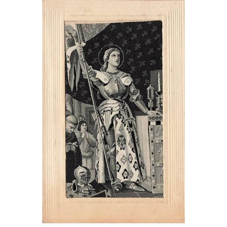 n°25552 - Carte Brodée Tissée Soie - Jeanne d'Arc