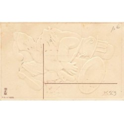 n°25569 - Carte Gaufrée - Bonne et Heureuse Année - Homme souflant dans un Tuba