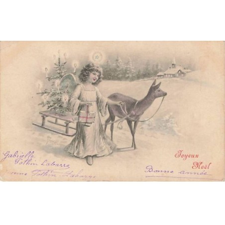 n°25574 - BKWI 2874-4 - Joyeux Noël - Ange - Biche - Luge