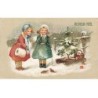 n°25578 - Heureux Noël - Fillettes donnant à manger à des Oiseaux