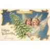 n°25584 - Carte Gaufrée - Fröhliche Weihnachten - Anges avec un Sapin à la Main