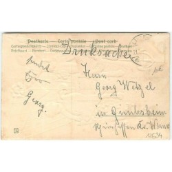 n°12634 - Carte Gaufrée - Herzlichen Glückwunsch zum namenstage - Garçons dans une nacelle dans un ballon