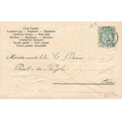 n°25590 - Carte Gaufrée - Pâques - A mon Amie - Poussin Habillé - Abeille