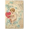 n°12636 - Carte Gaufrée - Clapsaddle - Angelot avec des coeurs