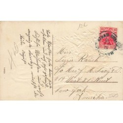 n°25619 - Carte Gaufrée - Fröhliche Weihnachten - Ange Gardien avec un sapin et une Etoile
