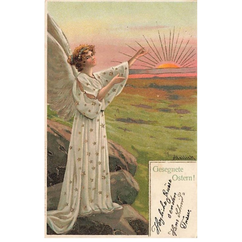 n°25624 - Gesegnete Ostern - Mailick - Ange Gardien montrant le lever du soleil