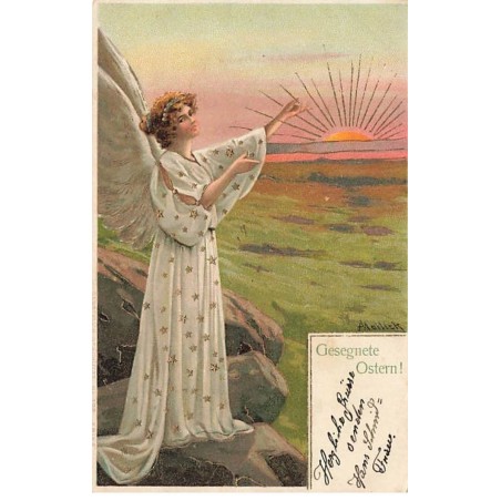 n°25624 - Gesegnete Ostern - Mailick - Ange Gardien montrant le lever du soleil