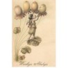 n°25636 - Pâques - Angelot sur une feuille décorant des oeufs