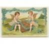 n°12640 - Carte Gaufrée - Ne m'oubliez pas - Anges près de coeurs