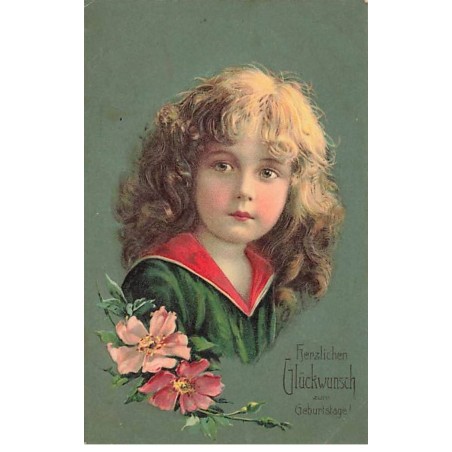 n°25647 - Carte Gaufrée - Portrait d'une Fillette
