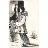n°25654 - Illustrateur - Carte Peinte à la Main - Huguette Le Buet - Pierrot admirant un clair de lune