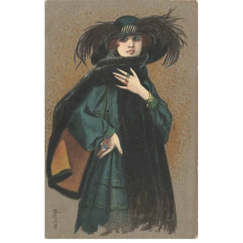 n°25670 - Illustrateur - Colombo - Femme portant un chapeau et une écharpe noire