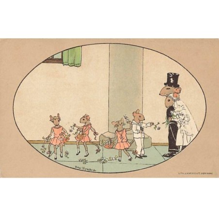 n°25693 - Carte Fantaisie - Bep Jordens - Souris Humanisées - Mariage
