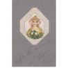 n°25701 - Fantaisie Gaufrée - Art Nouveau - Portrait d'une Jeune Femme blonde dans un Losange