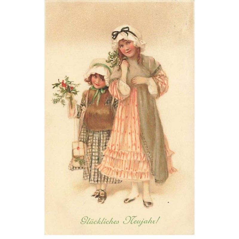 n°25707 - Illustrateur MM Vienne n°406 - Glückliches Neujahr - Jeune Fille et Fillette