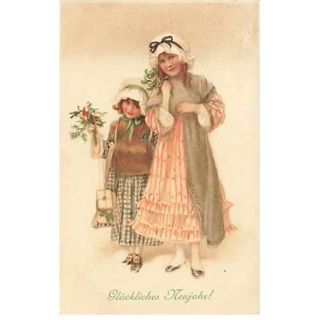 n°25707 - Illustrateur MM Vienne n°406 - Glückliches Neujahr - Jeune Fille et Fillette