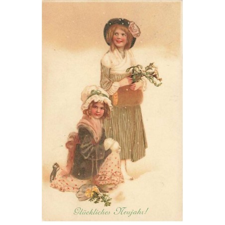 n°25709 - Illustrateur MM Vienne n°406 - Glückliches Neujahr - Jeune Fille et Fillette