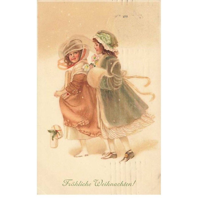 n°25711 - Illustrateur MM Vienne n°406 - Fröhliche Weihnachten - Jeune Fille et Fillette