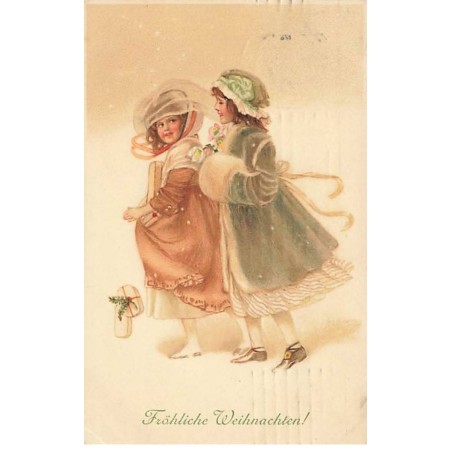 n°25711 - Illustrateur MM Vienne n°406 - Fröhliche Weihnachten - Jeune Fille et Fillette