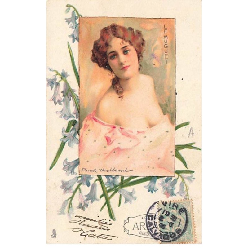 n°25713 - Illustrateur Frank Harviland - Portrait d'une Femme - Le Muguet - Chicorée Arlatte