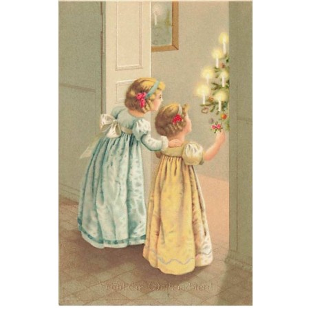 n°25722 - Noël - Fröhliche Weihnachten - Fillette découvrant un sapin décoré