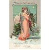 n°25724 - Noël - Fröhliche Weihnachten - Ange gardien apportant un sapin et des cadeaux