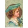n°25735 - Fantaisie - Clapsaddle - Jeune garçon de profil avec des bleuets