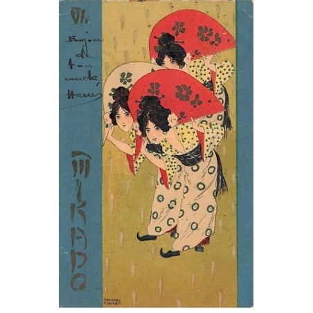 n°25755 - Illustrateur - R. Kirchner - Mikado n°VI - Jeunes femmes en kimono, avec des éventails