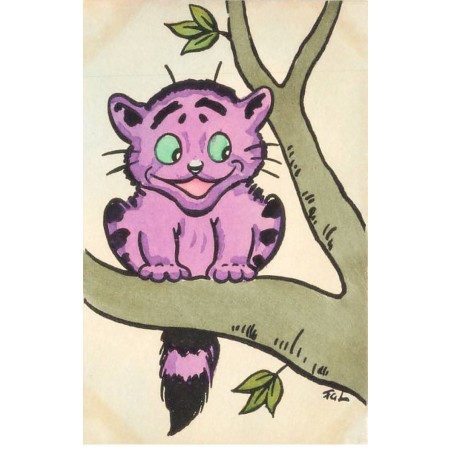 n°25757 - Illustrateur Lewin - MM Vienne n°491 - Chat mauve sur une branche