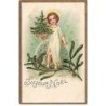 n°25762 - Carte Gaufrée - Joyeux Noël - Ange apportant un sapin décoré