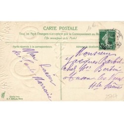 n°25767 - Carte Gaufrée - Joyeuses Pâques - Poussin conduisant un oeuf transformé en voiture