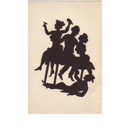n°12664 - Carte Animée Lambert - Silhouettes de couple faisant la fête