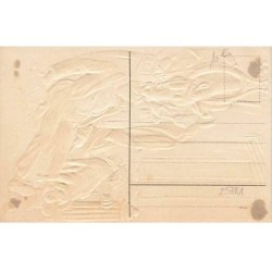 n°25781 - Carte Gaufrée - Bonne Année - Chien et cheval près d'un homme dormant
