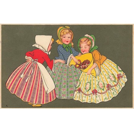 n°25796 - Fantaisie - Meissner 1376 - Fillettes mangeant des bretzels