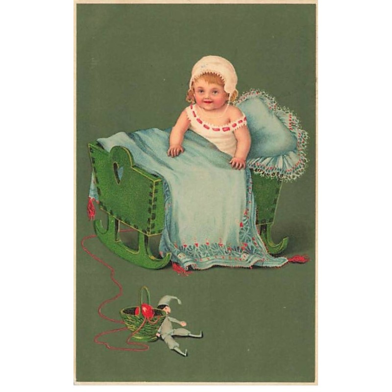 n°25798 - Fantaisie - Meissner 1412 - Flatscher - Bébé dans son berceau