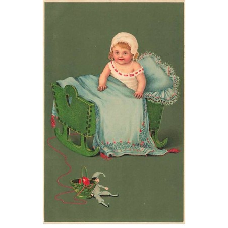 n°25798 - Fantaisie - Meissner 1412 - Flatscher - Bébé dans son berceau