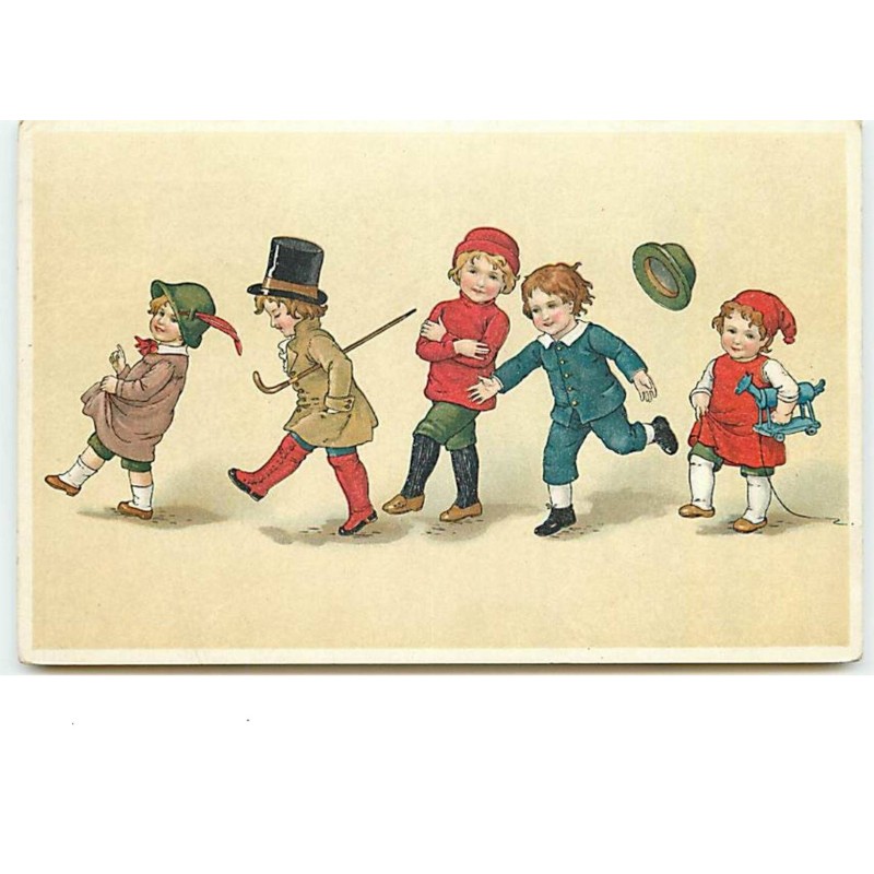 n°12682 - Flatscher - Garçons en file indienne