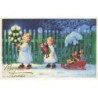 n°25812 - F. Baumgarten - Bonne Année - Anges apportant un sapin décoré, et une luge remplie de cadeaux