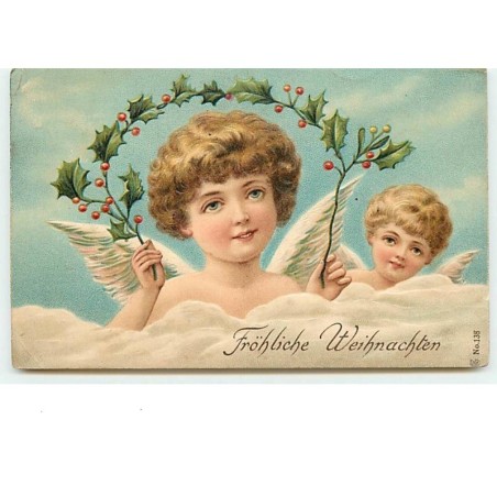 n°12686 - Carte Gaufrée - Fröhliche Weihnachten - Anges