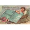 n°25814 - Carte Gaufrée - Heureuse Année - Enfant se servant d'un billet de banque comme couverture
