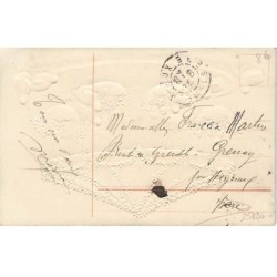 n°25820 - Carte Gaufrée - Joyeuses Pâques - Poussins montant dans un manège