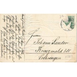 n°25827 - Carte Gaufrée - Pâques - Fröhliche Ostern - Poussins sortant d'une église en forme d'oeuf