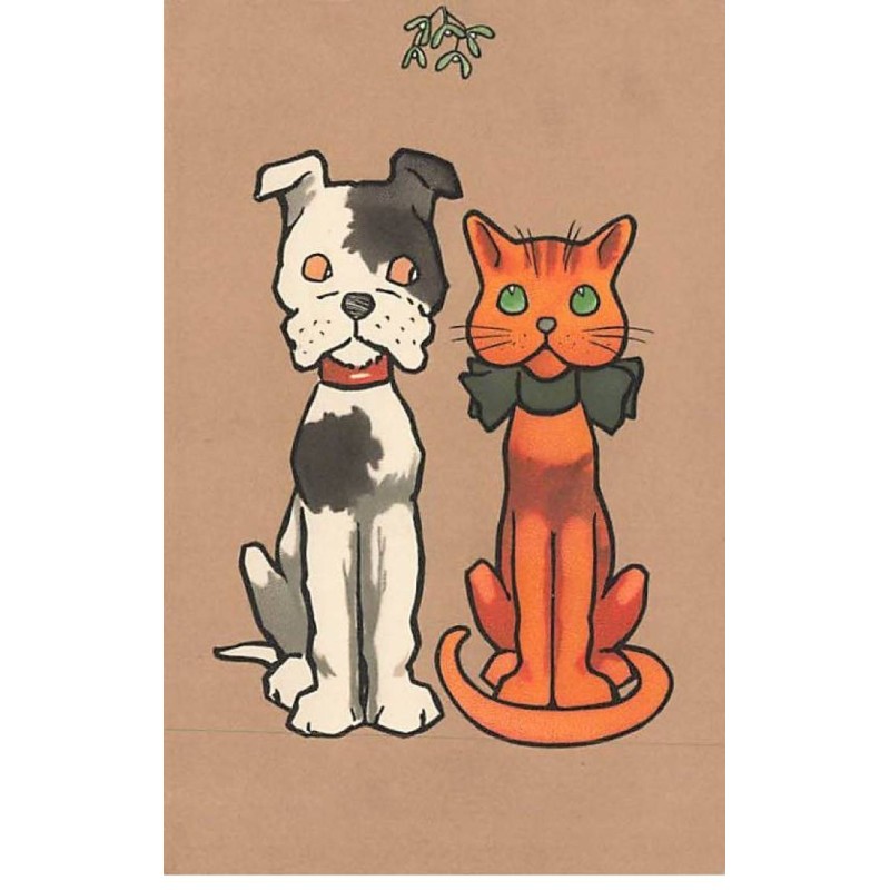 n°25838 - Animaux - Meissner 1949 - Un Chat assis près d'un Chien
