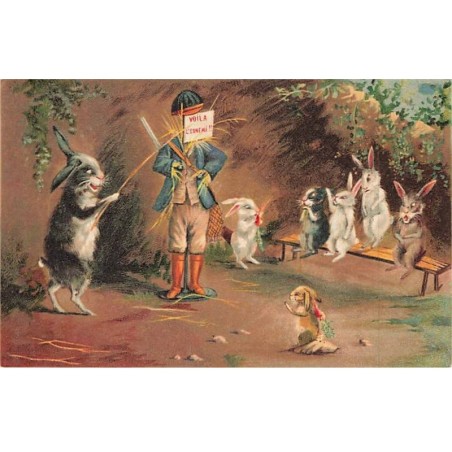 n°25843 - Illustrateur Maurice Boulanger - Lapins apprenant à reconnaître un chasseur