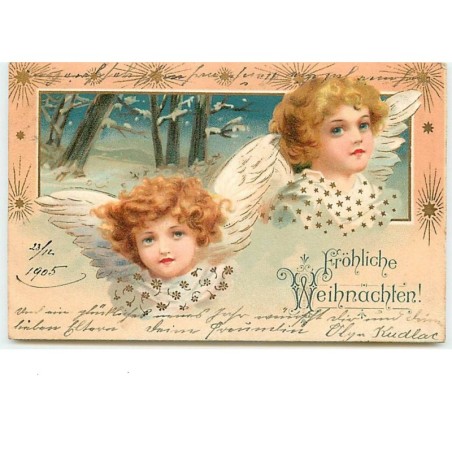 n°12689 - Fröhliche Weihnachten - Clapsaddle - Tête d'anges
