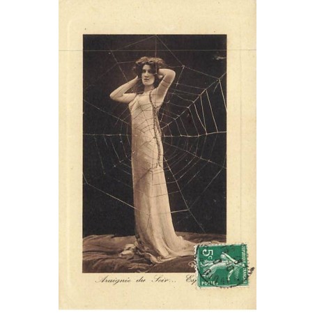 n°25848 - Fantaisie - Araignée du Soir ... Espoir - Femme debout une toile d'Araignée - Reutlinger