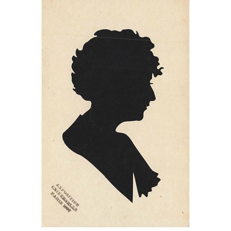 n°25854 - Silhouette H. Nolden - Exposition Universelle Paris - Femme de Profil aux cheveux courts